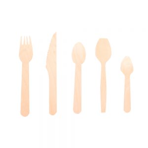 Wooden knife, fork and spoon