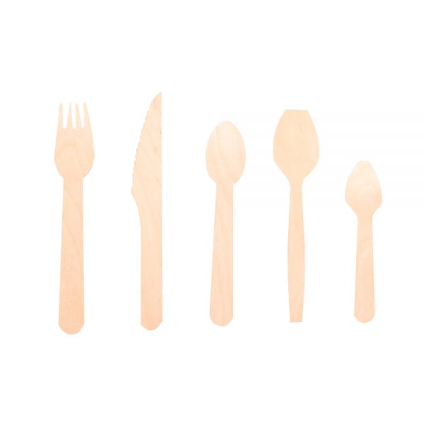 Wooden knife, fork and spoon